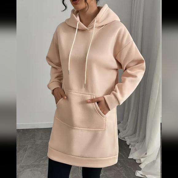 New apricot oversized sweatshirt with hood size large - Picture 2 of 11